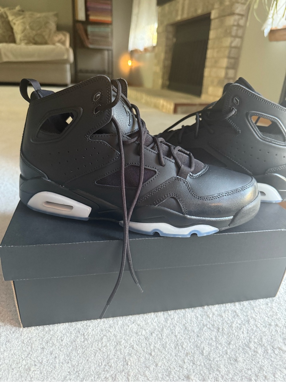 Black Men's High-Top Jordan 4s black and whiteAthletic Sneakers